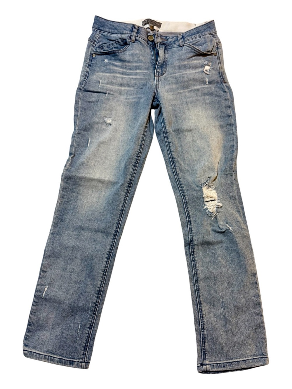 Wit & Wisdom Light Blue Distressed Straight Leg Jeans